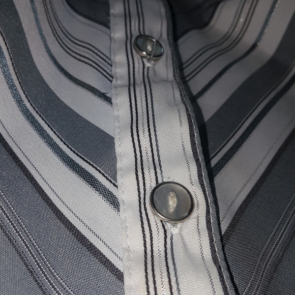 MKM Designs Mettalic Stripe Button Front Blouse - Picture 2 of 7